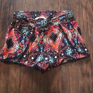 Vanilla Star High Waist Aztec Print Shorts - Red and Black
